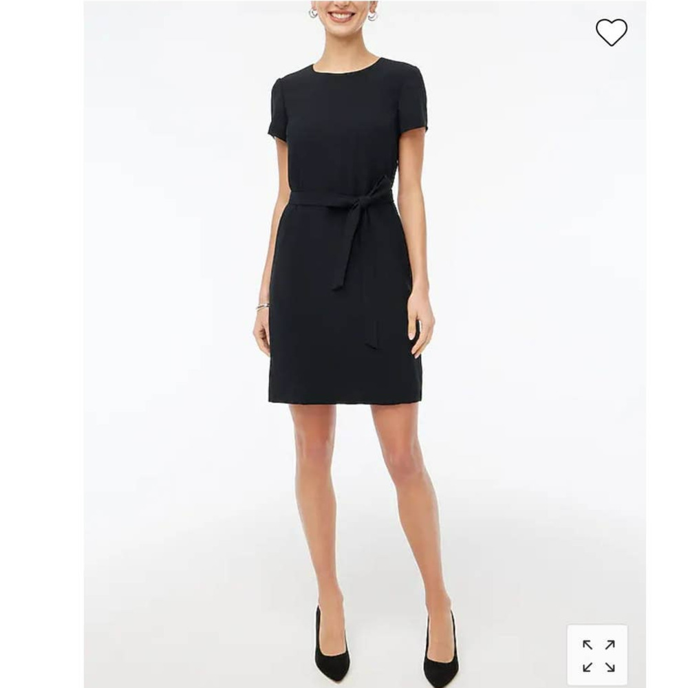 J Crew Black Short Sleeve Belted Suiting Dress Size 6 NWT